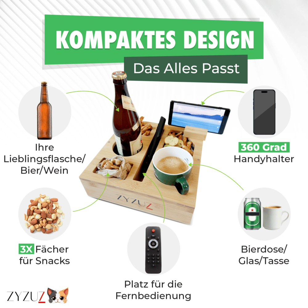 ZYZUZ® Couchbar Sofatablett als Geschenk für Männer